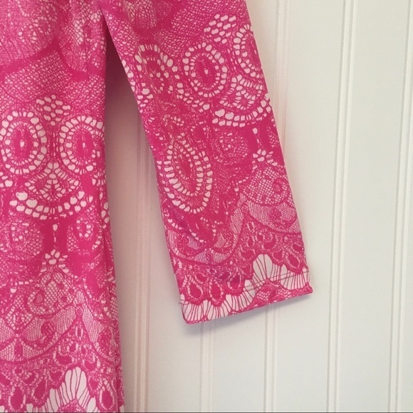 DONNA MORGAN Jersey Knit Lace Print  3/4 Sleeve Sheath Dress Size 6 - Picture 4 of 15